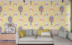 2 Birds Pattern Yellow BG Seamless