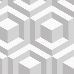 3D Cubic Pattern Light Gray BG Seamless