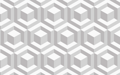 3D Cubic Pattern Light Gray BG Seamless