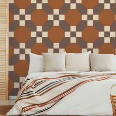 4 Rectangle Link Pattern Brown BG Seamless