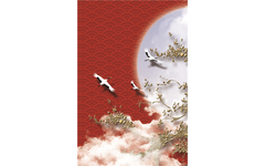 Red Orient with Cranes