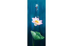 Lotus Flowers with Blue Watercolor