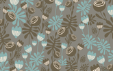 Baby Blue and Dark Gray Flower Pattern Medium Gray BG Seamless