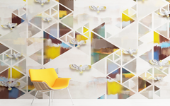 Birds with Triangles Mountain Abstract