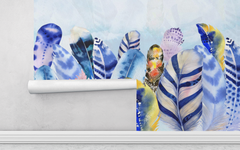 Overlapping Assorted Blue Feathers