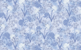 Blue Flowers and Leaves Seamless