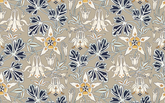 Cream Flowers Pattern Light Gray BG Seamless