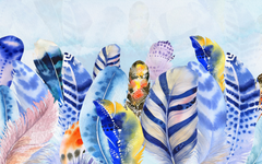 Overlapping Assorted Blue Feathers