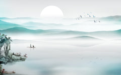 Blue Artistic Atmosphere on Roman Shade