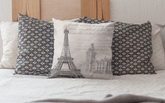 European Landmarks Vintage Background on Throw Pillow