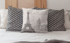 European Landmarks Vintage Background on Throw Pillow