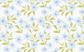 Green and Blue Leaves Pattern White BG Seamless