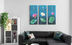 Lotus Flowers with Blue Watercolor