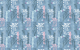 Multicolored Vine Plants Blue BG Seamless