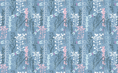 Multicolored Vine Plants Blue BG Seamless