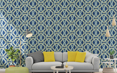 Octagonal Chainlink Pattern Blue BG Seamless