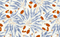 Orange Flower Gray Leaves Cream BG Seamless