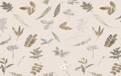 Plants and Leaves Pattern Cream BG Seamless