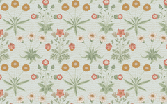 Red and Orange Flowers Light Green BG Seamless