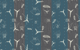 Sea Creatures Like Patterns Teal Gray BG Seamless