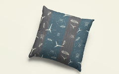 Sea Creatures Like Patterns Teal Gray BG Seamless on Throw Pillow
