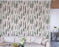 Vertical Green Lines Cream BG Seamless