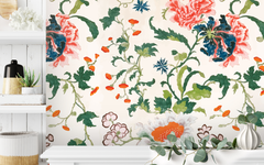 Watercolor Flower Render Pattern White BG Seamless