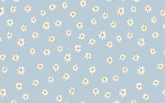 White Flower Pattern Light Blue BG Seamless