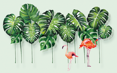 Monstera and Flamingos