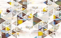 Birds with Triangles Mountain Abstract