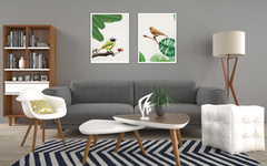 Exotic Small Birds on Leaf