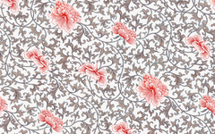 Oriental Oversized Flower Pattern White BG Seamless