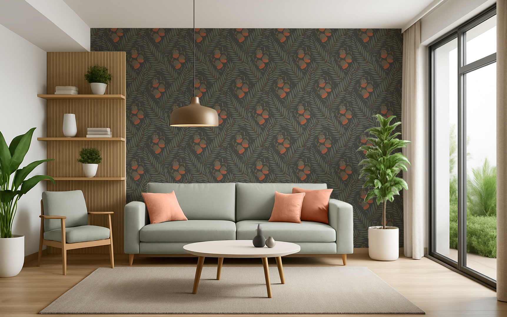 3 Small Buds Pattern Green BG Seamless