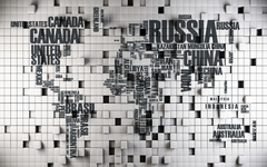 World Map 3D Black and White