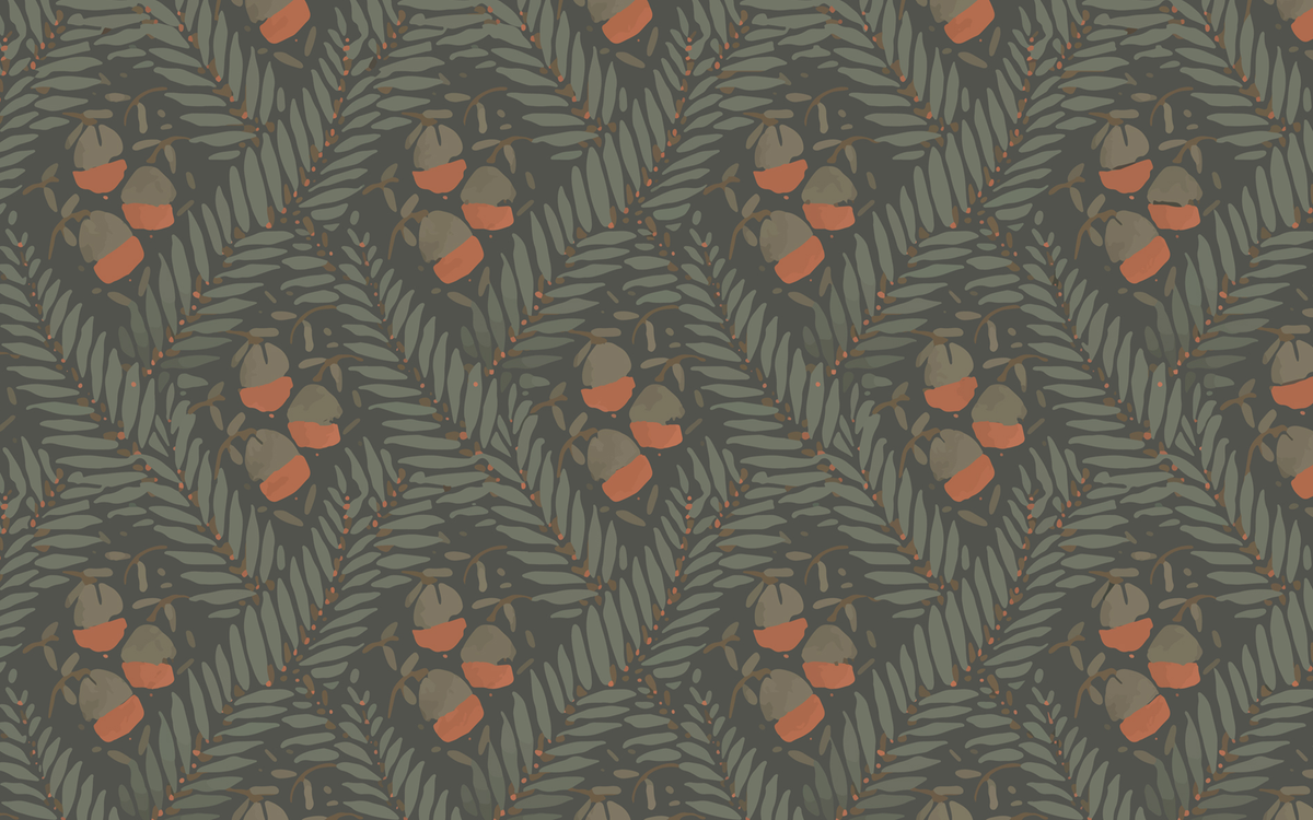 3 Small Buds Pattern Green BG Seamless