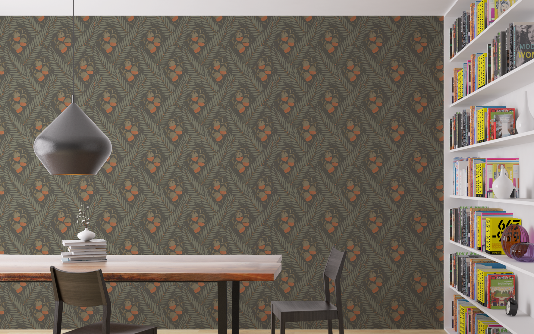 3 Small Buds Pattern Green BG Seamless