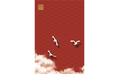 Red Orient with Cranes