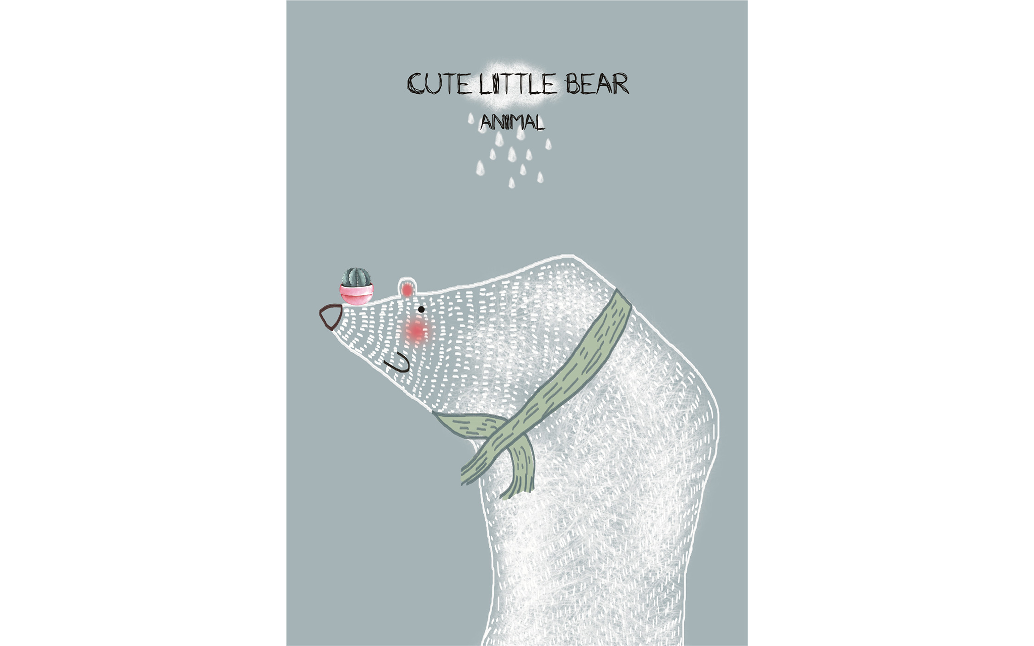 White Bear with Cactus