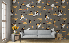Abstract Jelly Fish Pattern Gray BG Seamless
