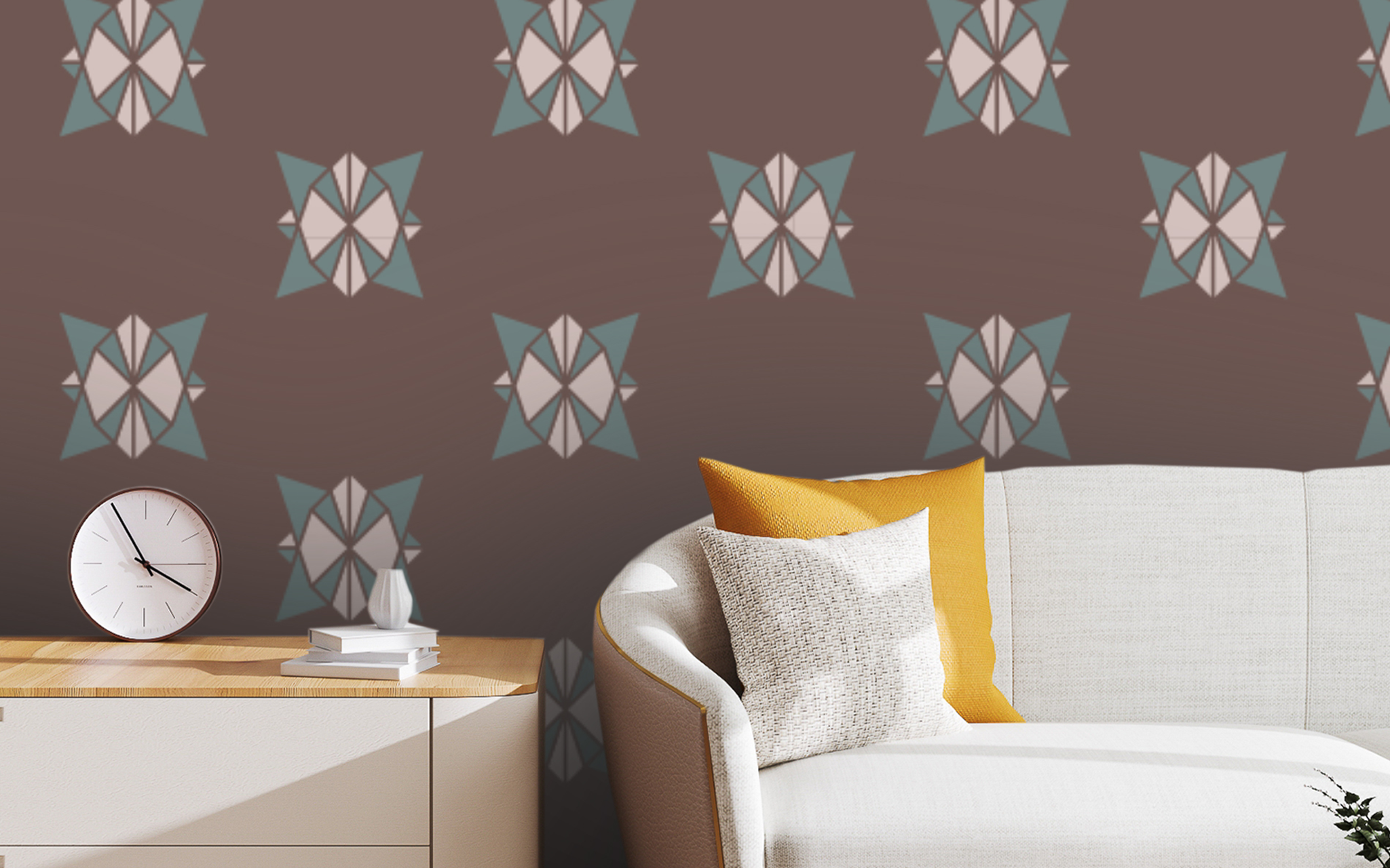 Abstract Star Like Pattern Brown BG Seamless