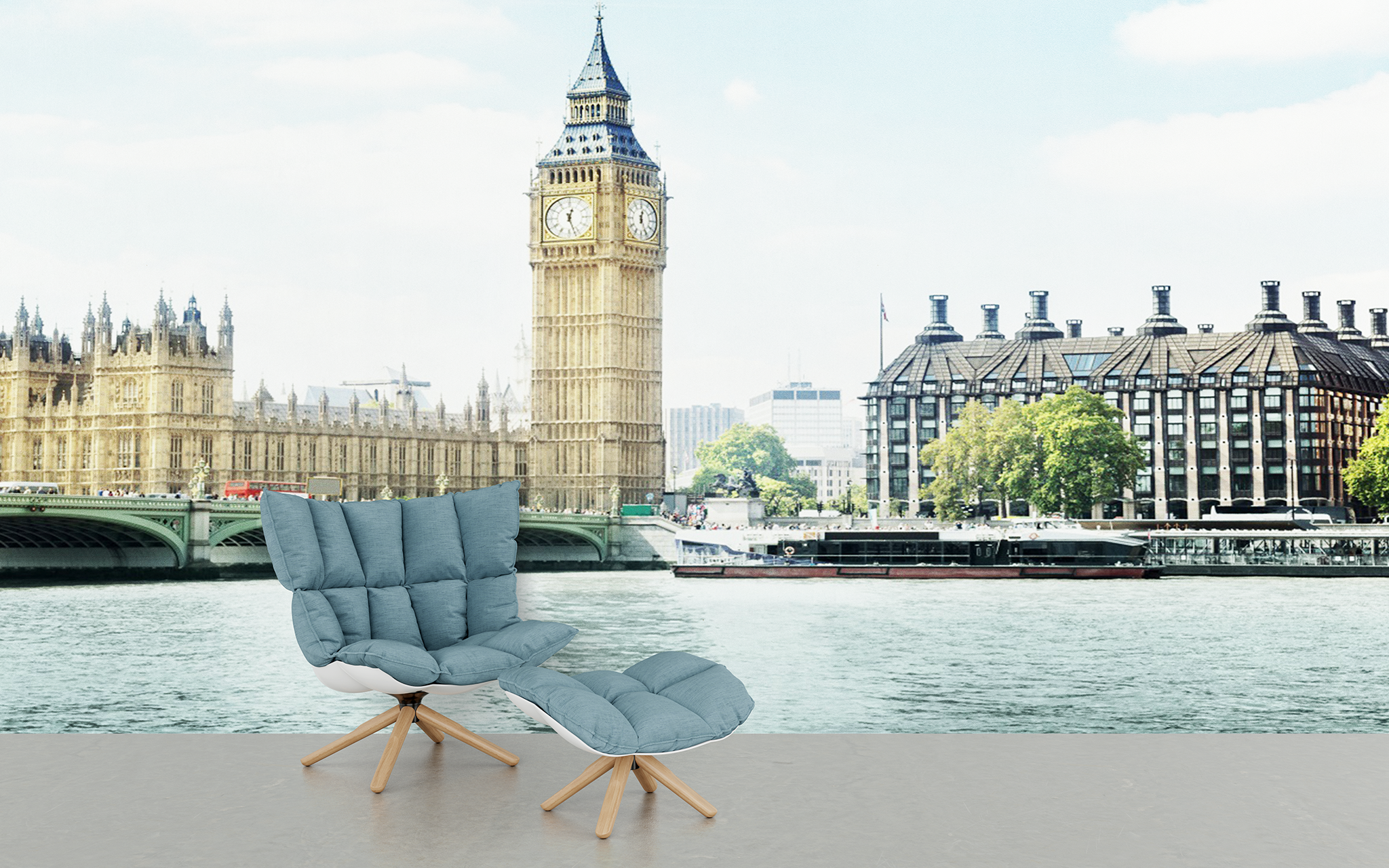 Big Ben with Bridge and River
