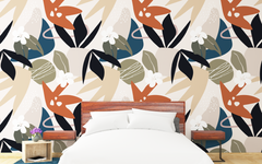 Black and Gray Odd Shape Leaves Pattern Cream BG Seamless
