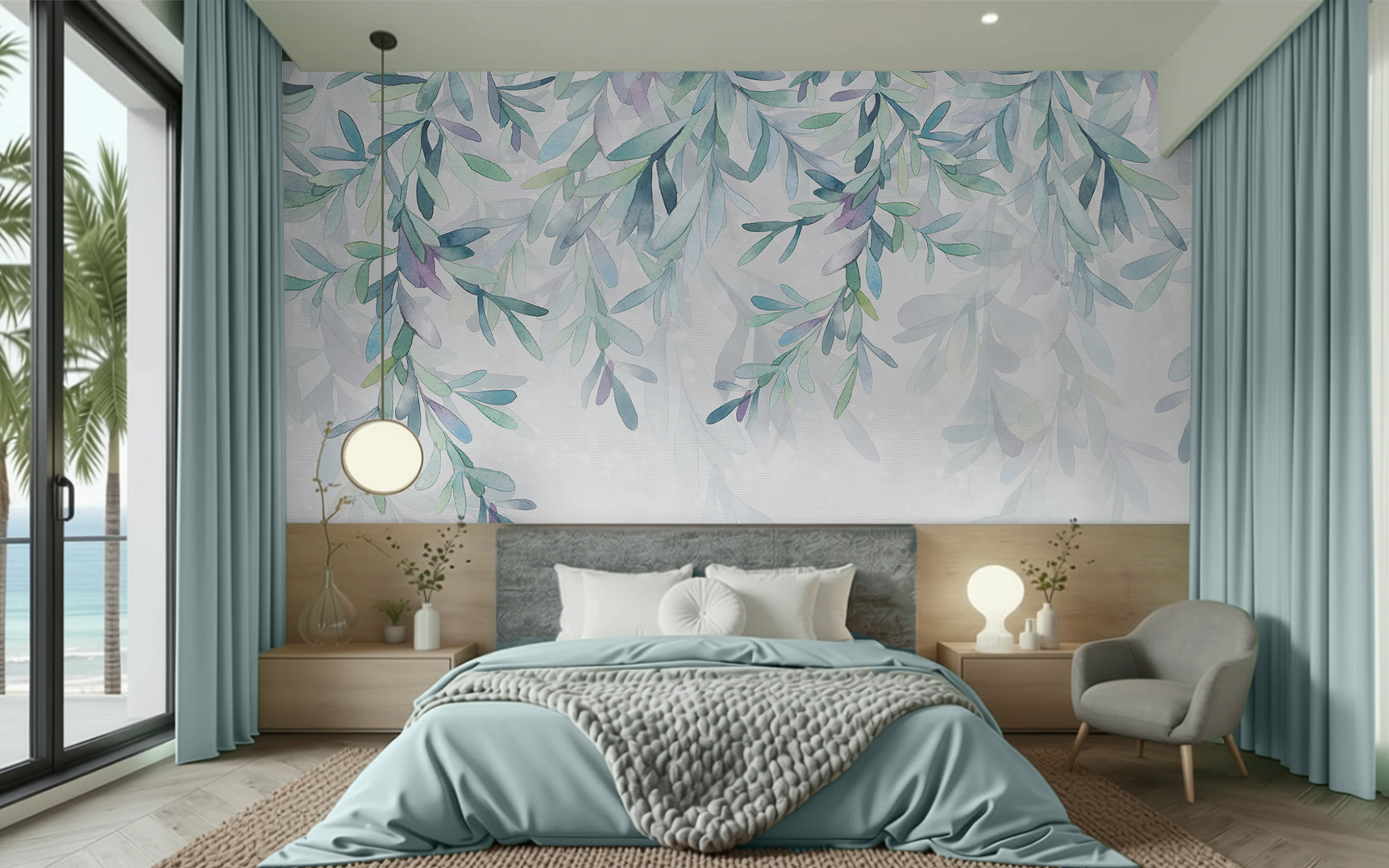 Bluish and Purple Hue Leaves Backdrop