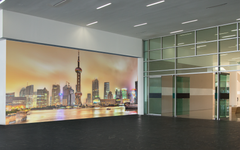 Shanghai City Skyline Yellow Tones Backdrop