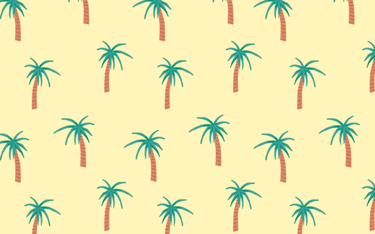 Coconut Tree Pattern Pastel Yellow BG Seamless