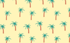 Coconut Tree Pattern Pastel Yellow BG Seamless