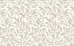 Continuous Gray Leaves White BG Seamless