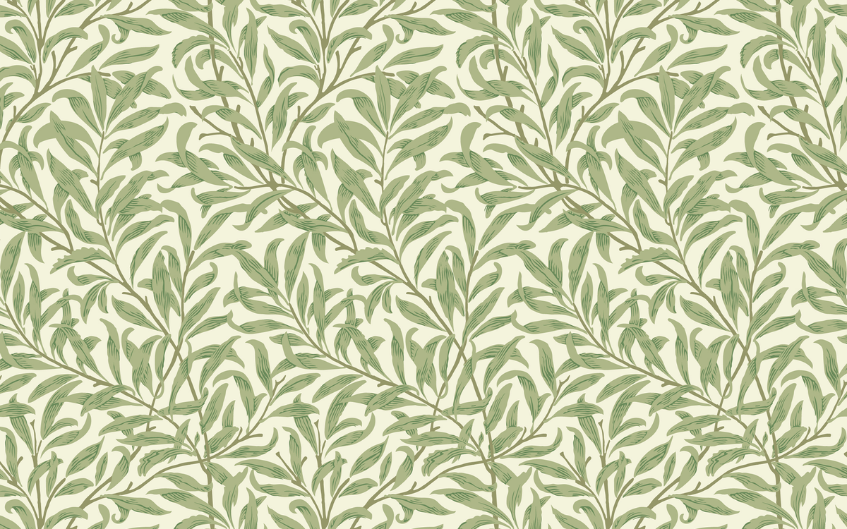 Continuous Long Stemmed Plants Green BG Seamless
