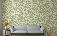 Continuous Long Stemmed Plants Green BG Seamless