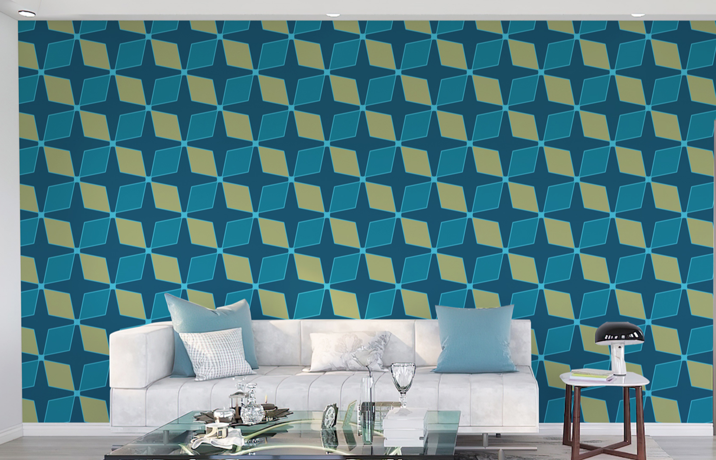 Cross-like Pattern Blue BG Seamless
